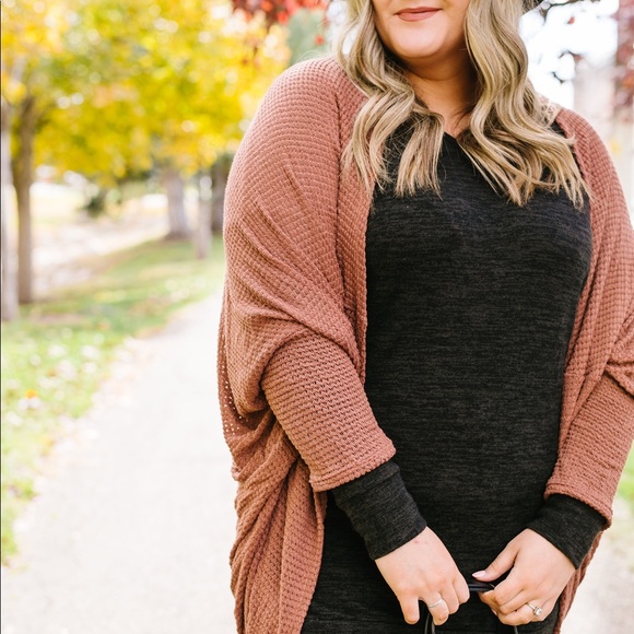 LAST 2❗️Waffle Knit Slouchy Cardi In Rust - Picture 7 of 8